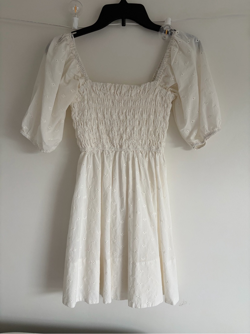 Gianni Binni Cream Eyelet Puff Sleeve Sundress Size Xs